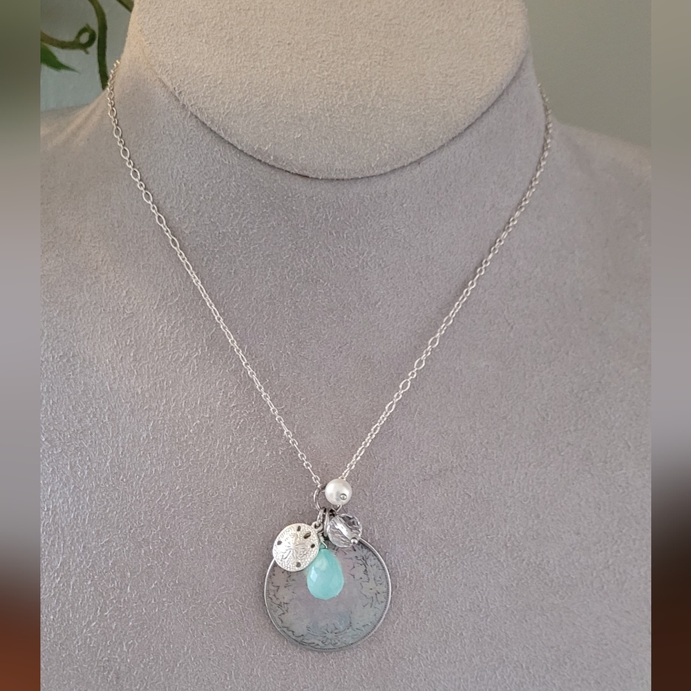 Karen McClintock LONG Silver Necklace with Charms